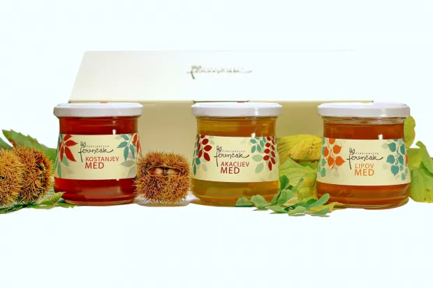 Čebelarstvo Ferenčak - Darilna embalaža s tremi kozarci medu