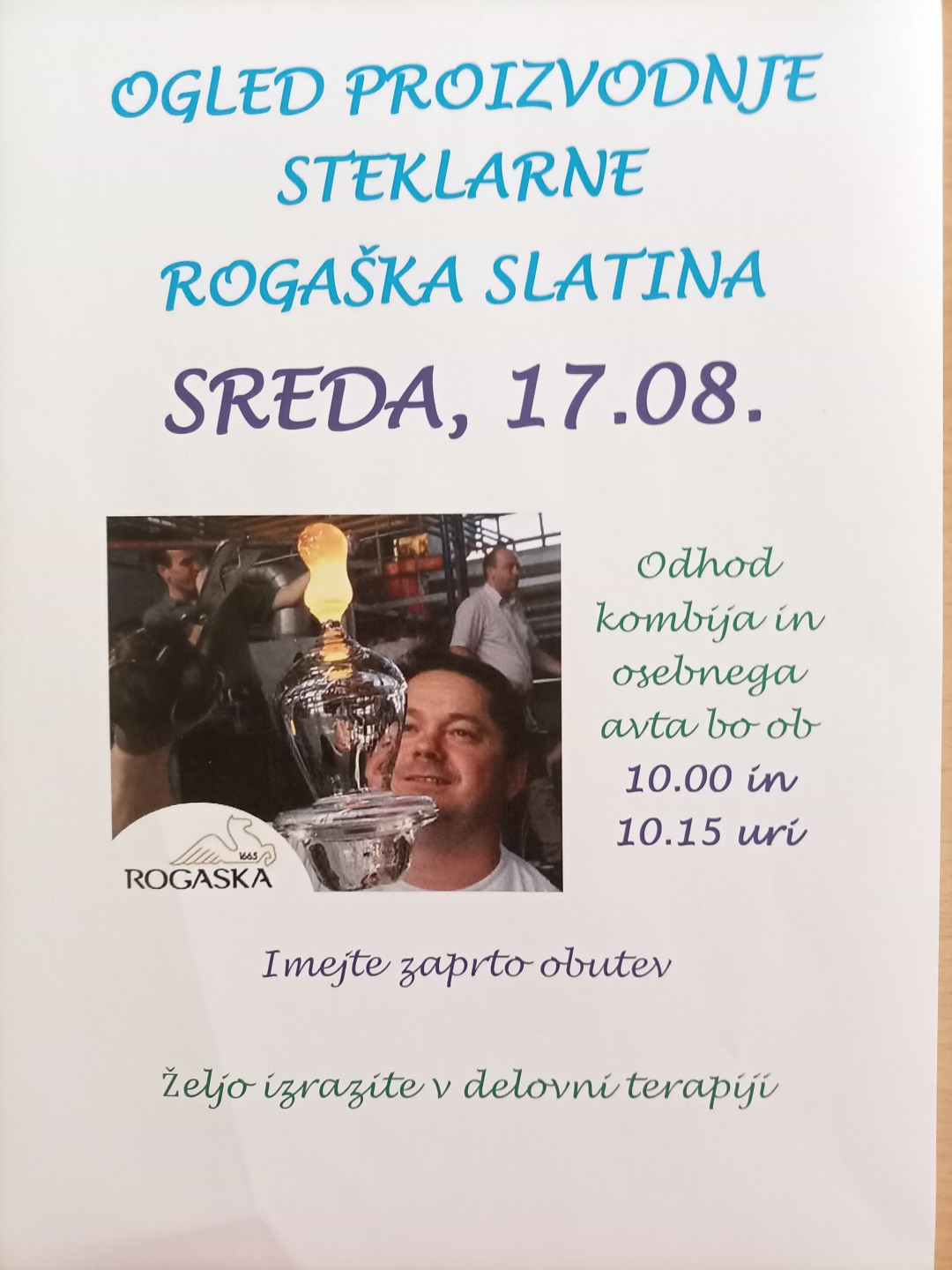 Ogled proizvodnje steklarne Rogaška Slatina, sreda, 17.08.2022