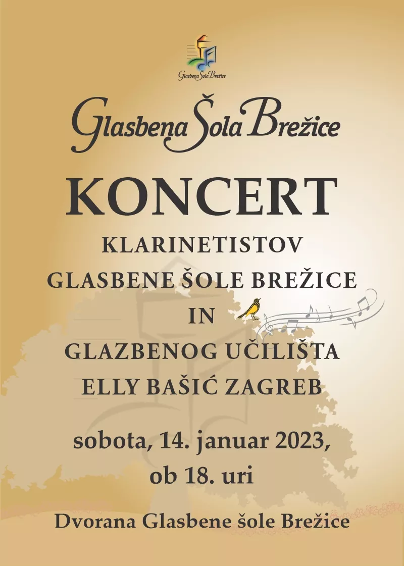 Koncert klarinetistov GŠ Brežice in Glazbenog Učilišta Elly Bašić Zagreb