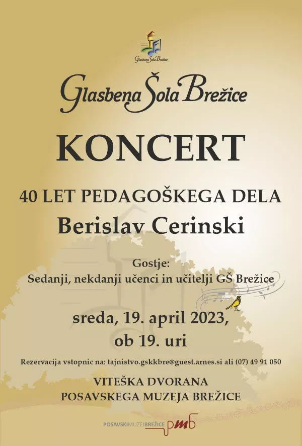 Koncert ob 40 letnici pedagoškega dela Berislava Cerinskega