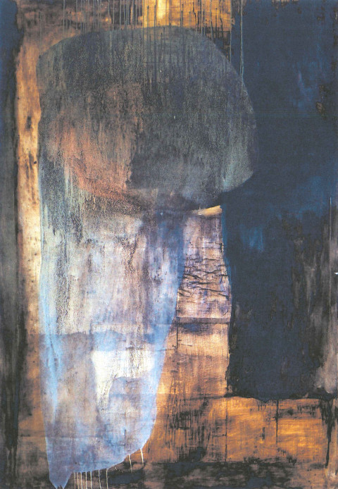 Uroš Weinberger: Brez naslova, 2001, mešane tehnike na platnu, 200 x 130 cm, zasebna zbirka