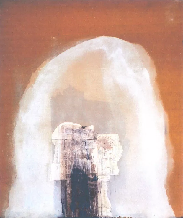 Uroš Weinberger: Brez naslova, 2002, mešane tehnike na platnu, 150 x 125 cm, zasebna zbirka