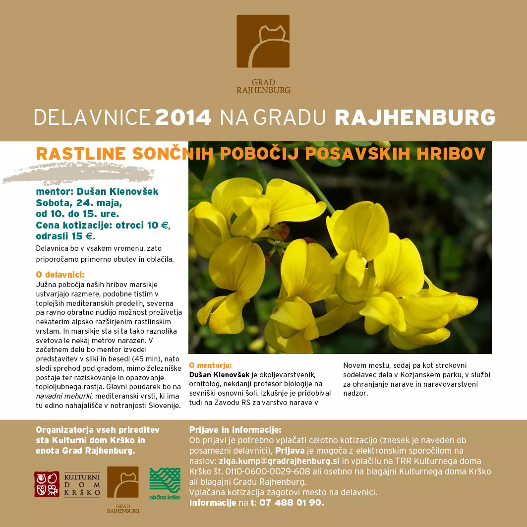 DELAVNICE NA GRADU RAJHENBURG: Rastline sončnih pobočij posavskih hribov